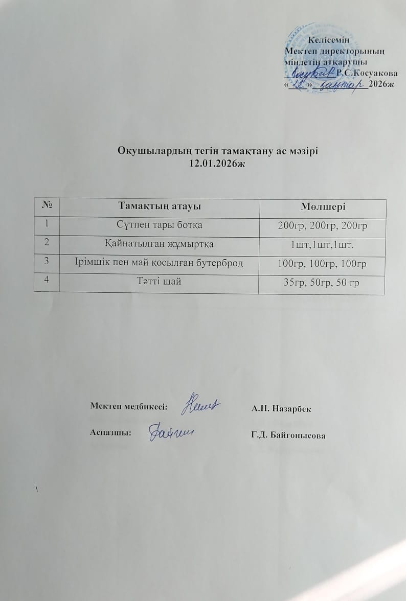 Ас мәзірі.