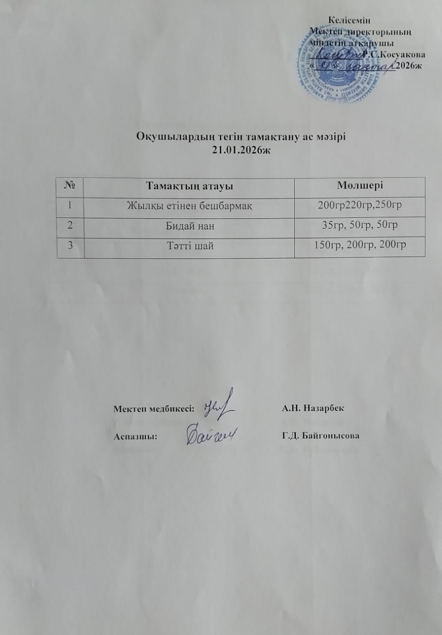 Ас мәзірі.