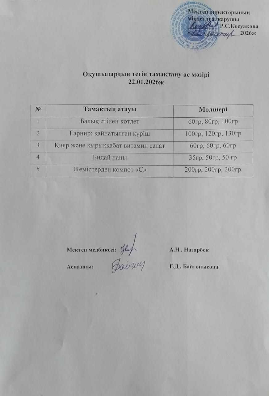 Ас мәзірі.