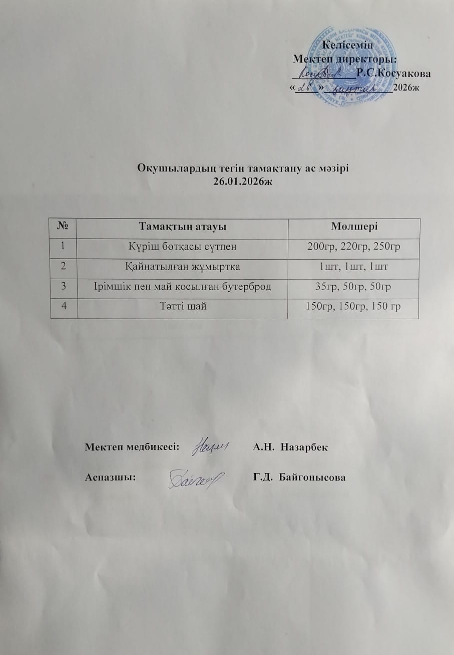 Ас мәзірі.